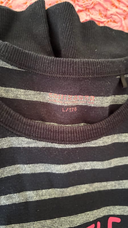 Gestreiftes Langarmshirt mit Aufdruck – Mädchen – Größe 176 – Blau – Bild 2 von 2