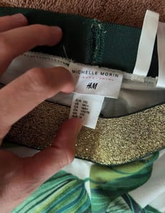 Mädchen Leggings mit Blätter-Print und Goldbund – Größe 170 – Weiß-grün – Bild 2 von 2