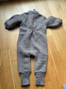 Jungen Mikk-line Wollwalkoverall aus Merinowolle – Gr. 68 – NEU mit Etikett – Braun/Beige – Bild 4 von 5