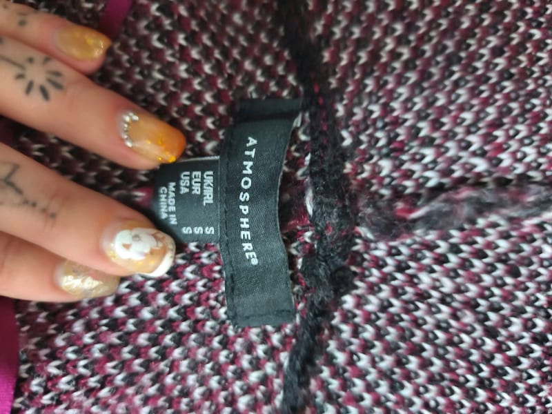 Damen Karierte Jacke in Bordeaux und Grau mit Kragen – Größe S – Rot – Bild 2 von 2
