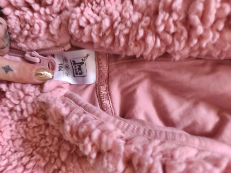 Teddyfell-Jacke mit Kapuze und Reißverschluss – Kinder – Größe 104 – Rosa – Bild 2 von 2