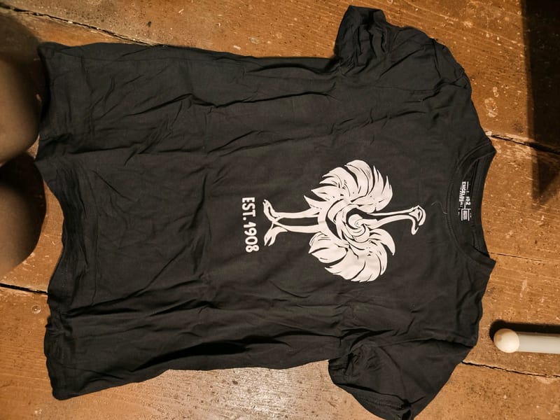 Jungen Schwarzes T-Shirt mit Strauß-Motiv und „EST. 1908“ – Größe 146