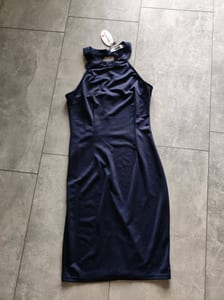 Damen Figurbetontes Kleid mit Spitzenbesatz – Neuwertig – Größe XS – Blau