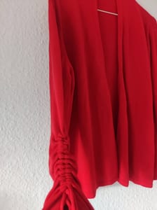 Damen Roter offener Cardigan mit gerafften Ärmeln – Größe XXL – Bild 3 von 6