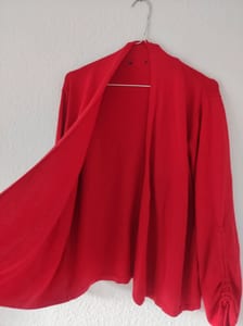 Damen Roter offener Cardigan mit gerafften Ärmeln – Größe XXL – Bild 4 von 6