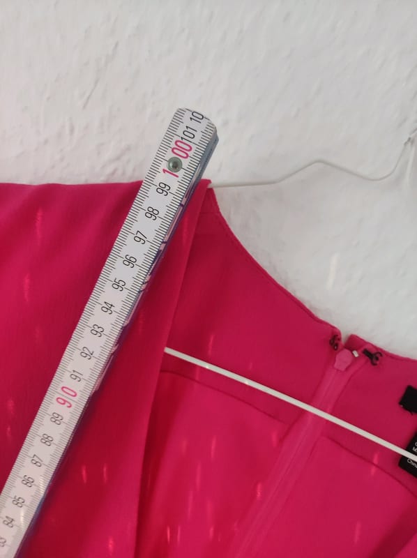 Damen Pinkes Etuikleid mit V-Ausschnitt und kurzen Ärmeln – Größe 36 – Rosa – Bild 6 von 8