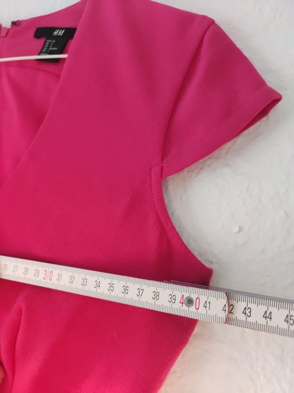 Damen Pinkes Etuikleid mit V-Ausschnitt und kurzen Ärmeln – Größe 36 – Rosa – Bild 7 von 8