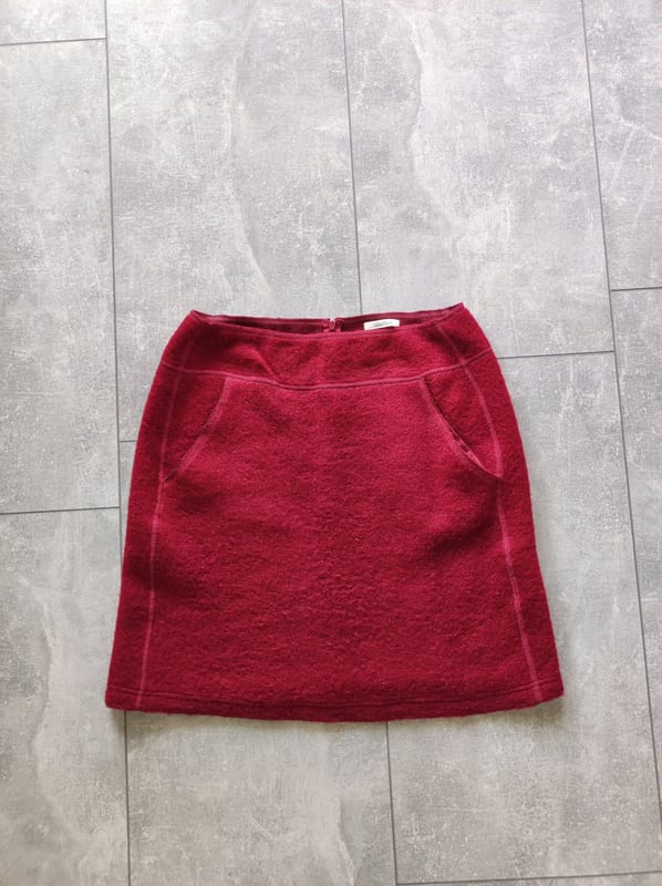 Damen Wollrock in Bordeaux mit Seitentaschen – Größe 38 – Rot