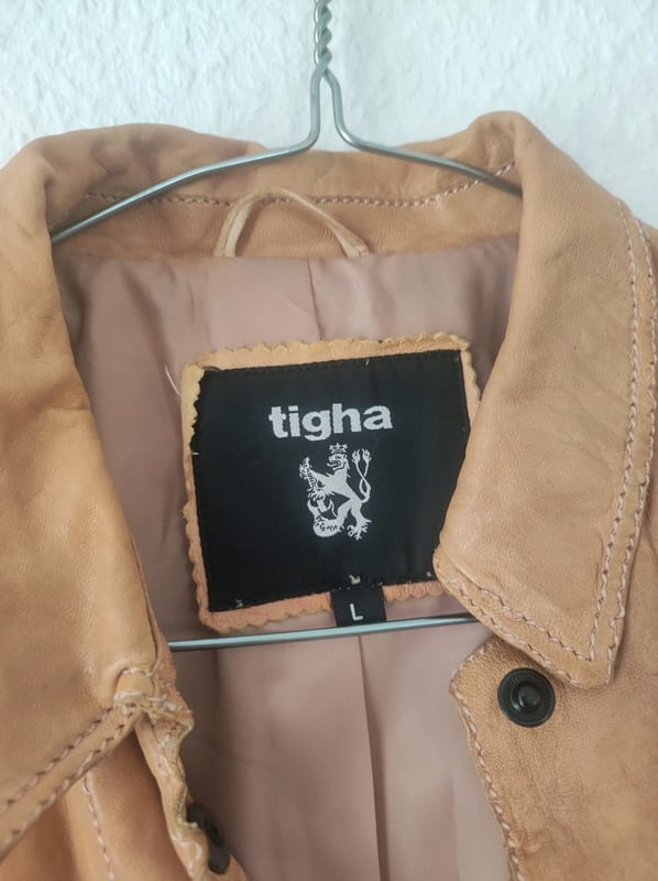 Tigha Damen Lederjacke mit Mangel – Größe S – Braun – Bild 4 von 7