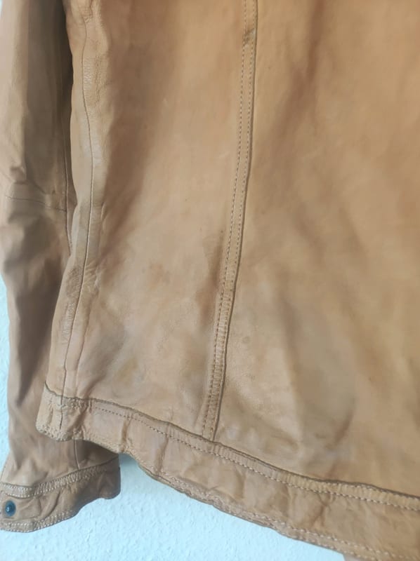 Tigha Damen Lederjacke mit Mangel – Größe S – Braun – Bild 7 von 7