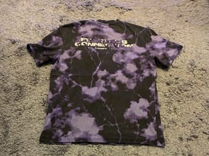 Herren Oversize T-Shirt Batik-Look Schwarz-Lila mit Aufdruck – Größe S – Bild 2 von 4