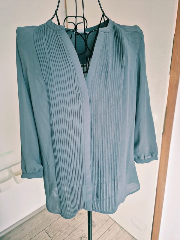 Damen Durchsichtige 3/4 Arm Bluse Grau Größe 38 von H&M
