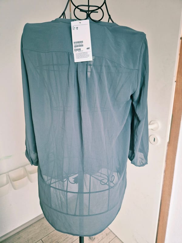 Damen Durchsichtige 3/4 Arm Bluse Grau Größe 38 von H&M – Bild 3 von 5
