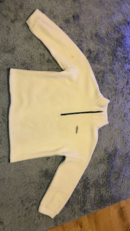Herren Heller Fleece-Pullover mit kurzem Reißverschluss – Größe XL – Weiß
