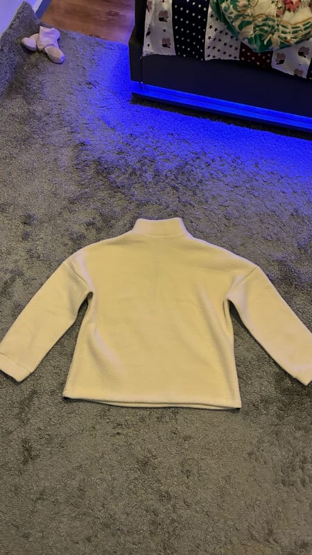 Herren Heller Fleece-Pullover mit kurzem Reißverschluss – Größe XL – Weiß – Bild 3 von 5