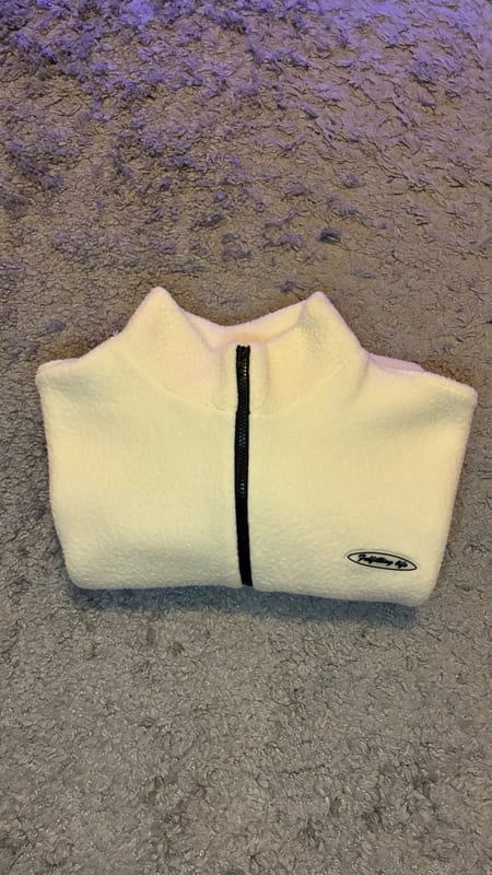 Herren Heller Fleece-Pullover mit kurzem Reißverschluss – Größe XL – Weiß – Bild 4 von 5