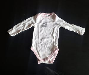 Baby Süßer Langarmbody mit Katzen-Motiv Gr.80 – Weiß/Rosa