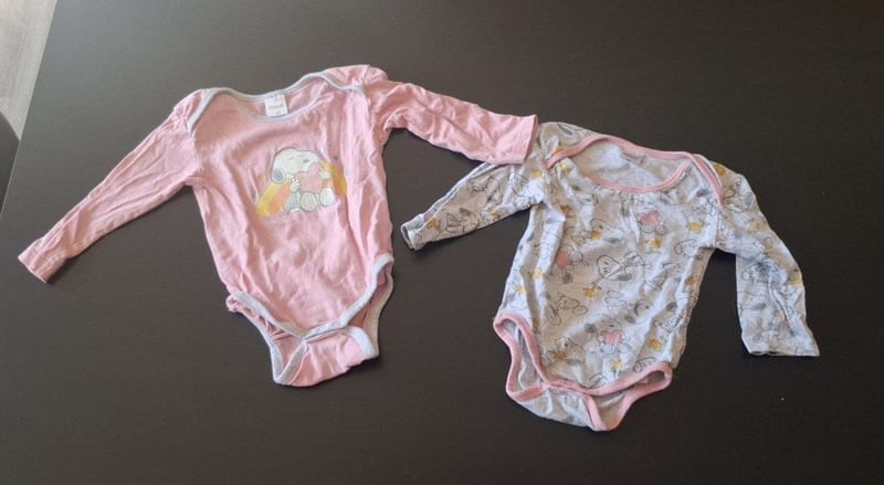 Baby 2er Set Langarmbodys mit Snoopy Gr.86 – Grau/Rosa