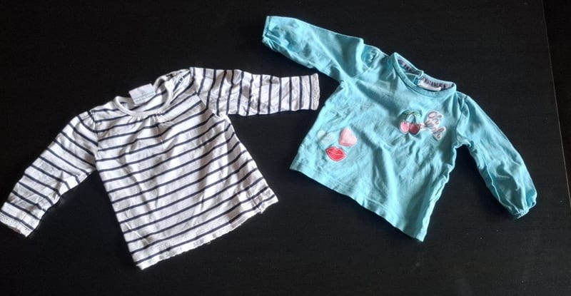 Mädchen 2er Set Langarmshirts Gr.74 – Türkis/Weiß/Schwarz