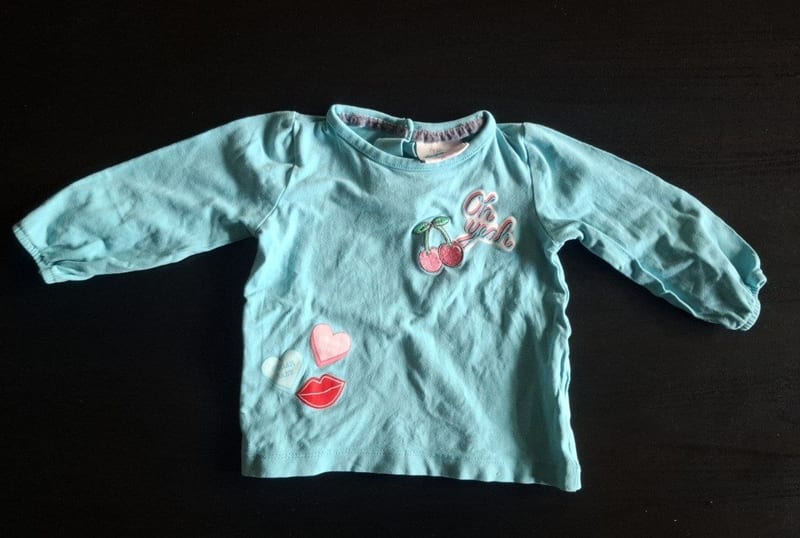 Mädchen 2er Set Langarmshirts Gr.74 – Türkis/Weiß/Schwarz – Bild 2 von 5