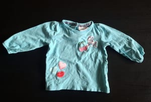 Mädchen 2er Set Langarmshirts Gr.74 – Türkis/Weiß/Schwarz – Bild 2 von 5