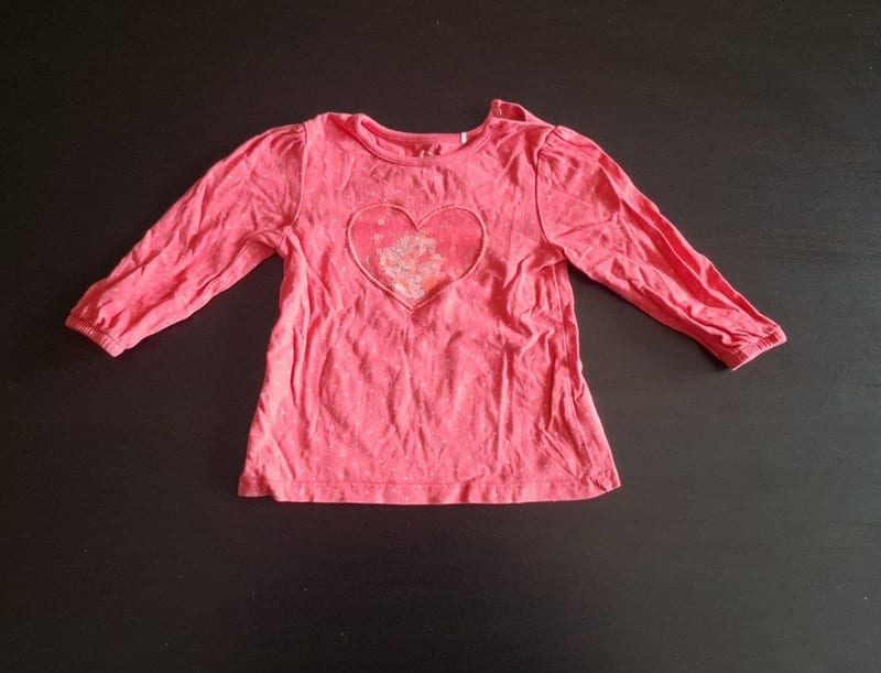 Mädchen Süßes Langarmshirt in Koralle/Pink mit Herz & Pailletten Gr. 80 – Rosa