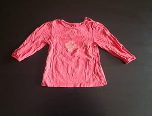 Mädchen Süßes Langarmshirt in Koralle/Pink mit Herz & Pailletten Gr. 80 – Rosa