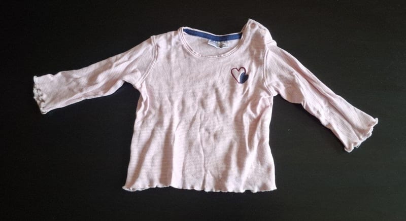 Kinder Langarmshirt Rosa gestreift mit Herz Gr. 80
