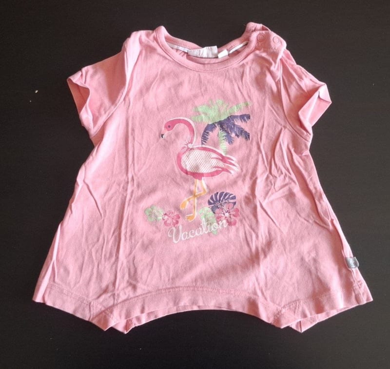 Mädchen Rosa T-Shirt Flamingo-Print & "Vacation" Gr. 80