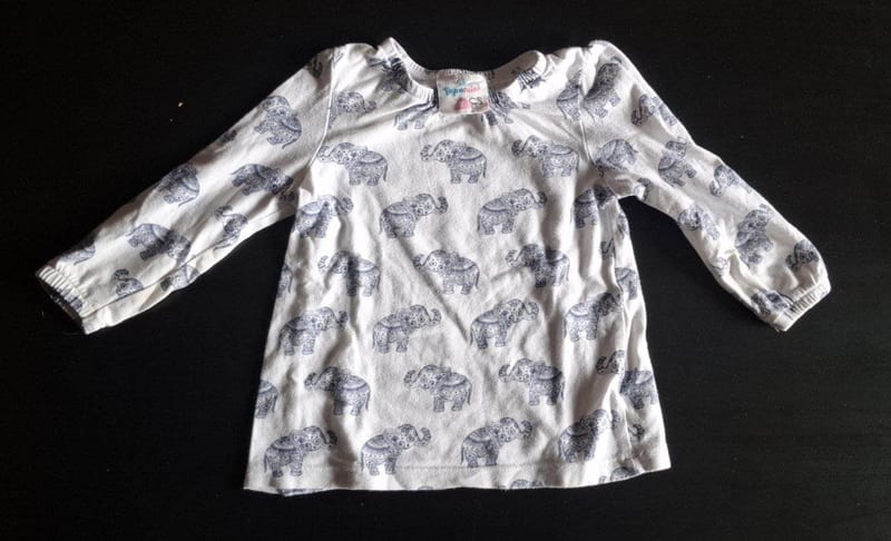Mädchen Süßes Langarmshirt mit Elefanten-Print Gr. 80 – Weiß