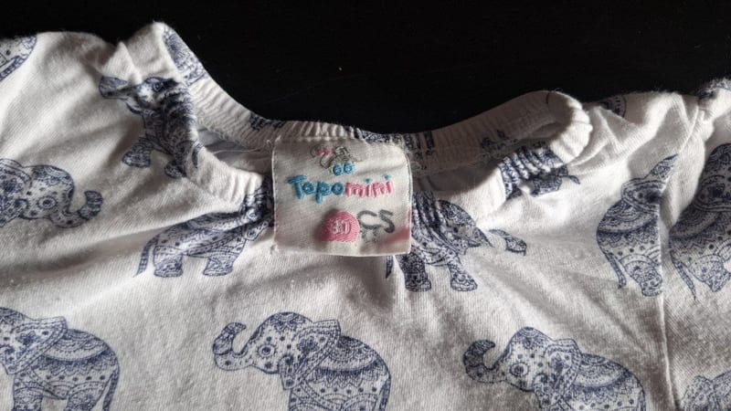 Mädchen Süßes Langarmshirt mit Elefanten-Print Gr. 80 – Weiß – Bild 2 von 3