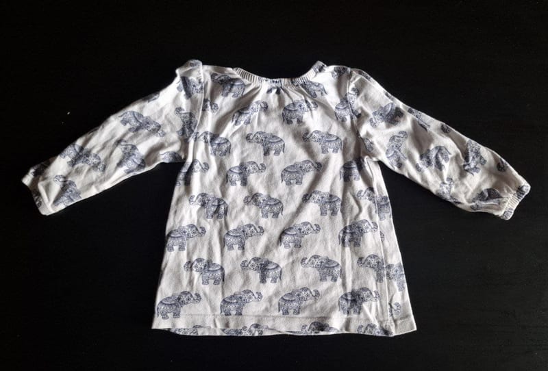 Mädchen Süßes Langarmshirt mit Elefanten-Print Gr. 80 – Weiß – Bild 3 von 3