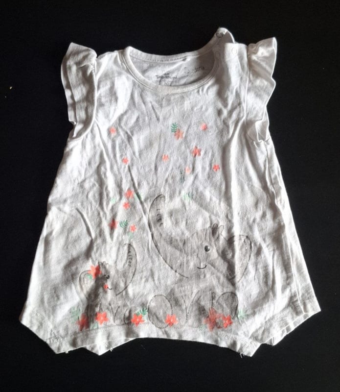 Mädchen Top mit Elefanten-Print & Flügelärmeln Gr.80 – Weiß/Bunt