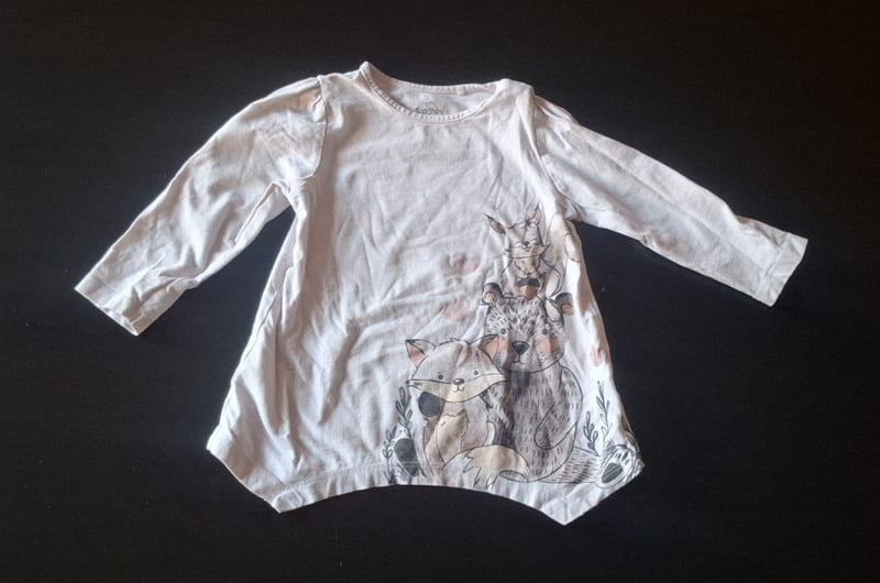 Mädchen 2er Set Langarmshirts Gr.86 – Weiß/Bunt/Schwarz – Bild 2 von 5