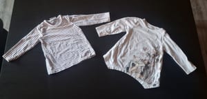 Mädchen 2er Set Langarmshirts Gr.86 – Weiß/Bunt/Schwarz