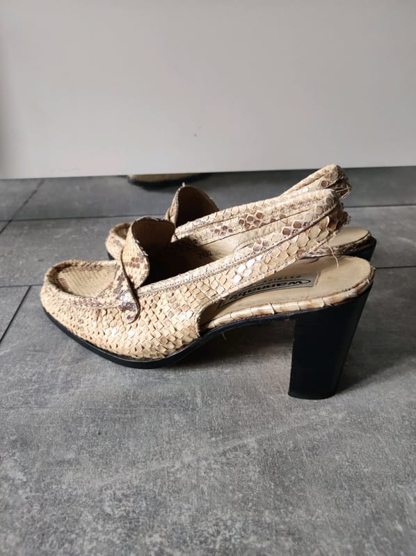 Damen Slingback-Pumps mit Schlangenprägung, beige-braun – Größe 41 – Bild 8 von 8