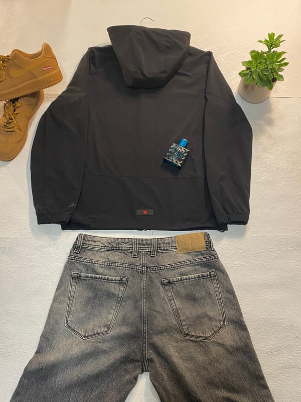 Herren Zavetti Canada Windbreaker Kapuze Schwarz – Größe M – Bild 2 von 5