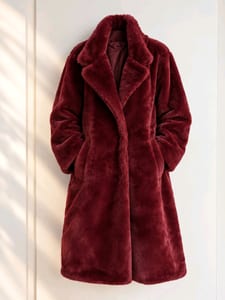 Damen kuscheliger Fake fur Mantel weinrot 38/40 neuwertig – Größe L