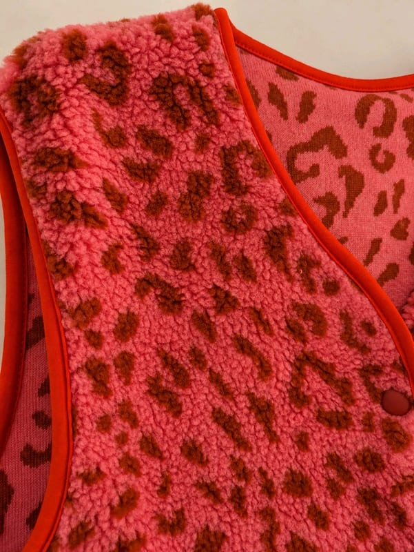 Damen warme Teddy Weste Leo Style pink 38/40 – Größe L – Rosa/Rot – Bild 2 von 2