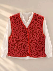 Damen warme Teddy Weste Leo Style pink 38/40 – Größe L – Rosa/Rot