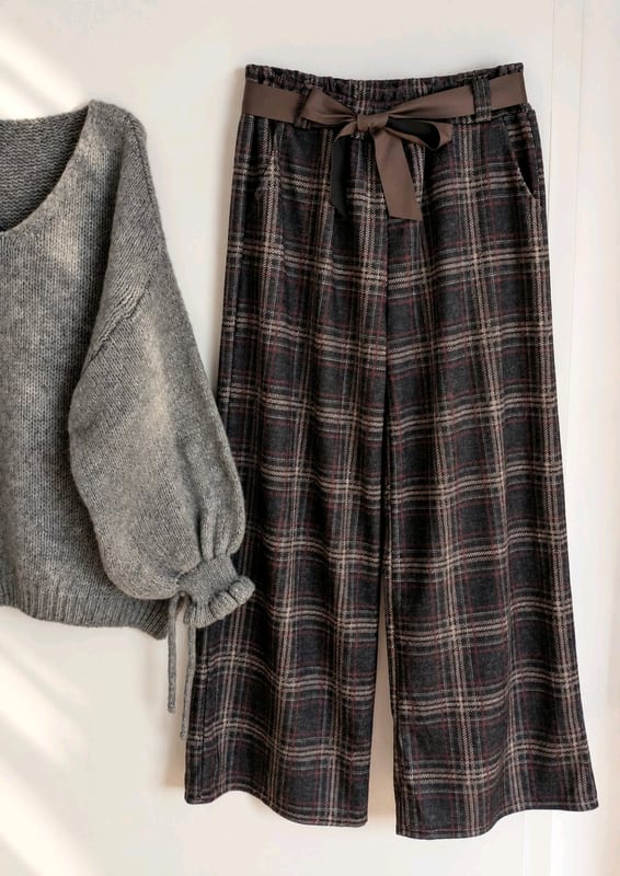 Damen weiche Karo Marlene / grau / 38-40 – Größe M