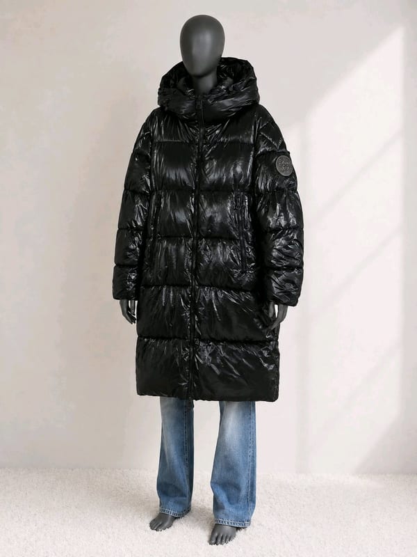 Damen Hochwertiger Daunen Optik Mantel, schwarz 38/40 ungetragen – Größe L – Bild 2 von 5