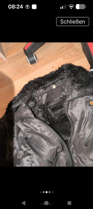 Schwarze Fliegerjacke mit Pelzkragen – Herren – Größe 54 – Bild 5 von 10