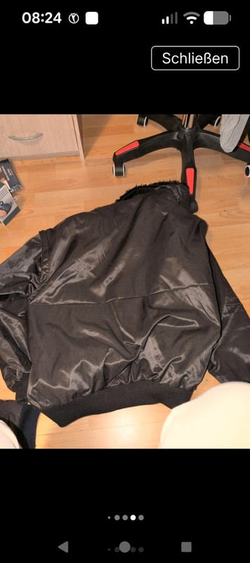 Schwarze Fliegerjacke mit Pelzkragen – Herren – Größe 54 – Bild 8 von 10