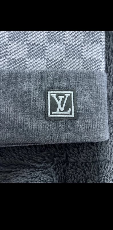 Herren Strickmütze mit Karomuster – Grau – Bild 4 von 5