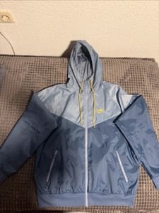 Herren Windbreaker Jacke mit Kapuze – Blau und Gelb – Größe M