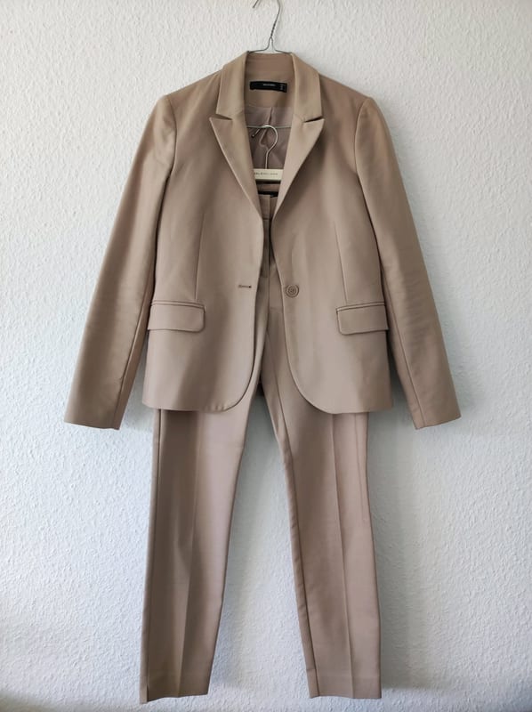 Damen Hosenanzug in Beige – Blazer und Hose – Größe 34