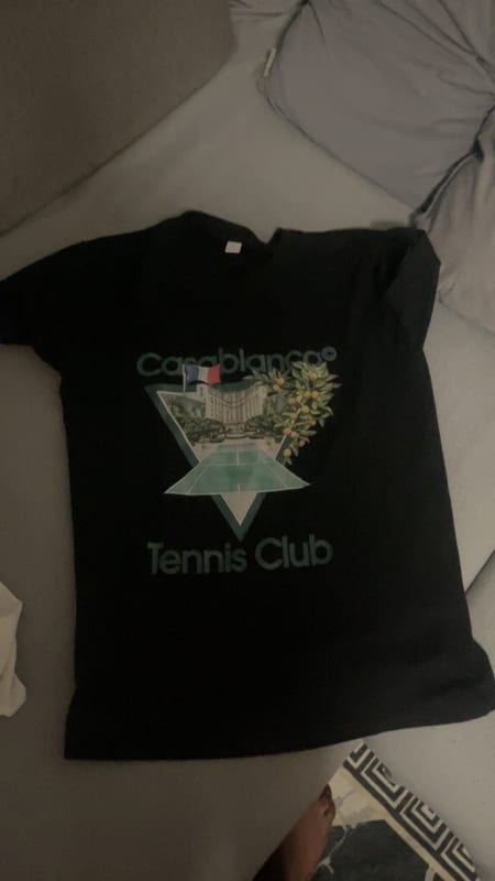 Herren Schwarzes T-Shirt mit Tennis-Club-Print – Kurzarm – Größe S
