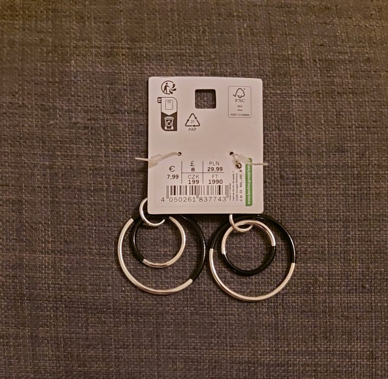 Damen Ohrhänger mit doppelten Ringen – Schwarz/Silber – Bild 2 von 2