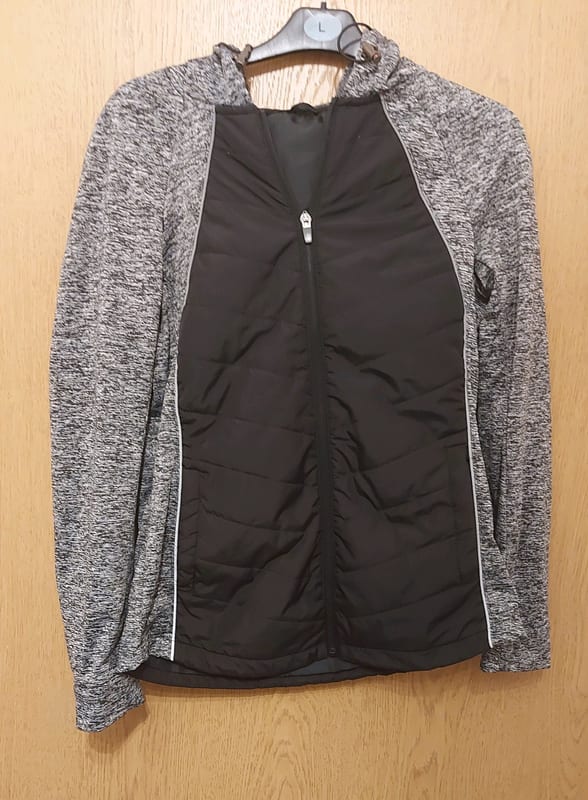 Damen Sportjacke mit Kapuze – Größe M – Grau/Schwarz